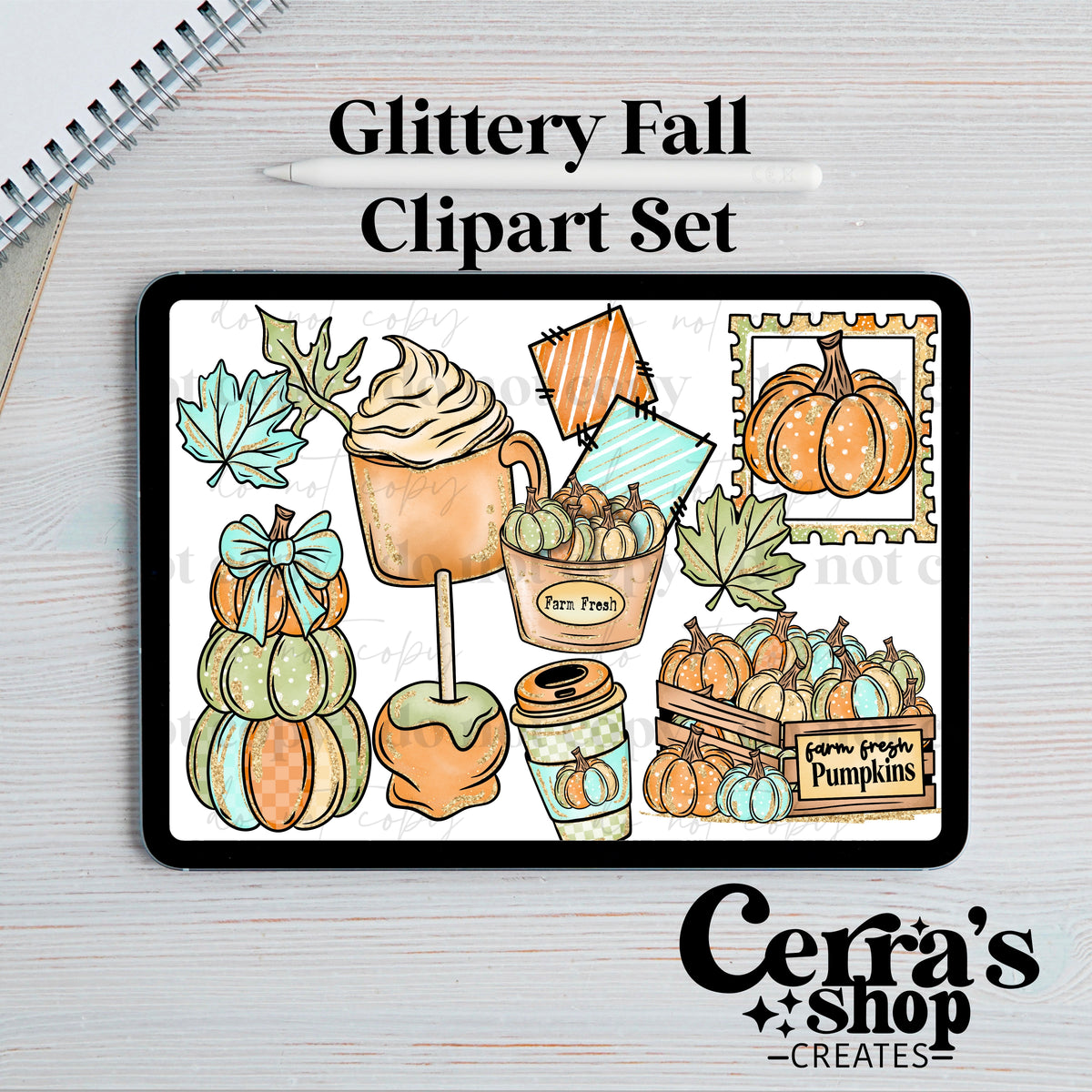 Glittery Fall Clipart set