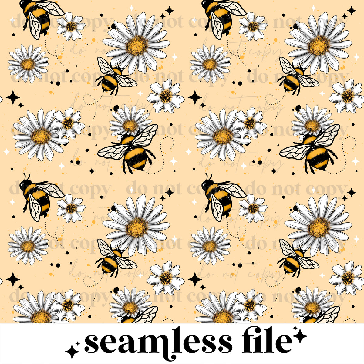 Daisy and Bees Floral Seamless