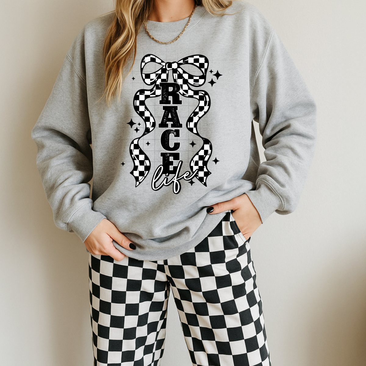 Race Life Checker Bow PNG