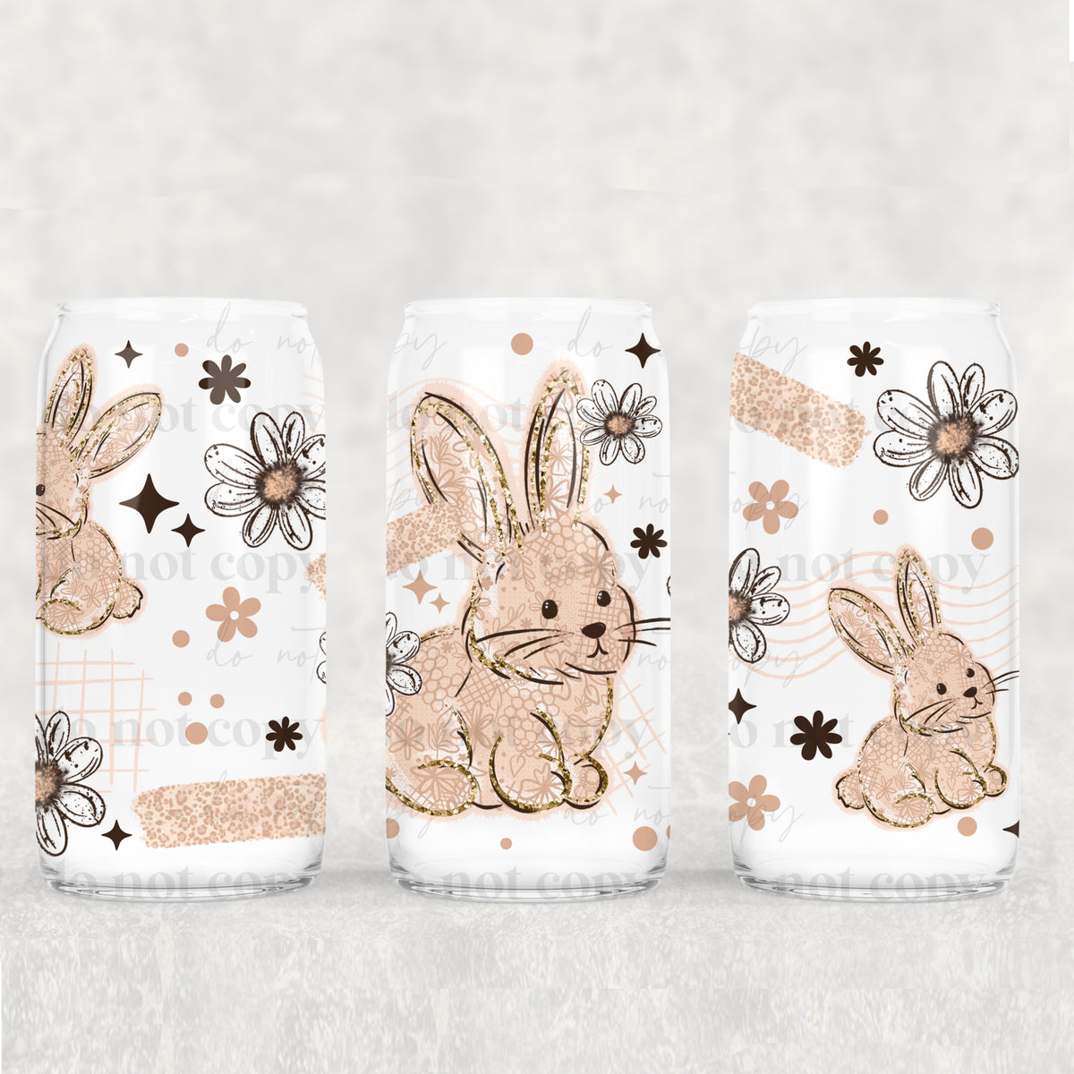 Lace Bunny 16oz Glass Wrap