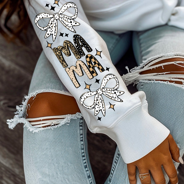 Mama Cheetah checker and bow w/ Sleeves PNG
