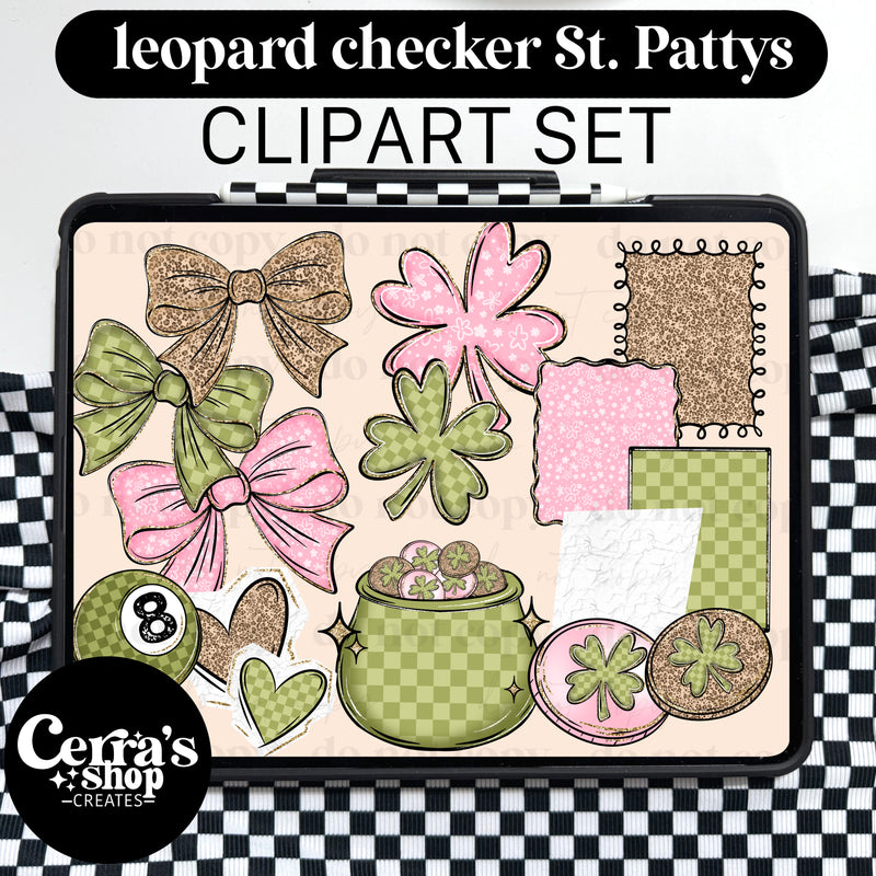 Leopard Checker St. Pattys Clipart set – Cerra's Shop Digital Designs