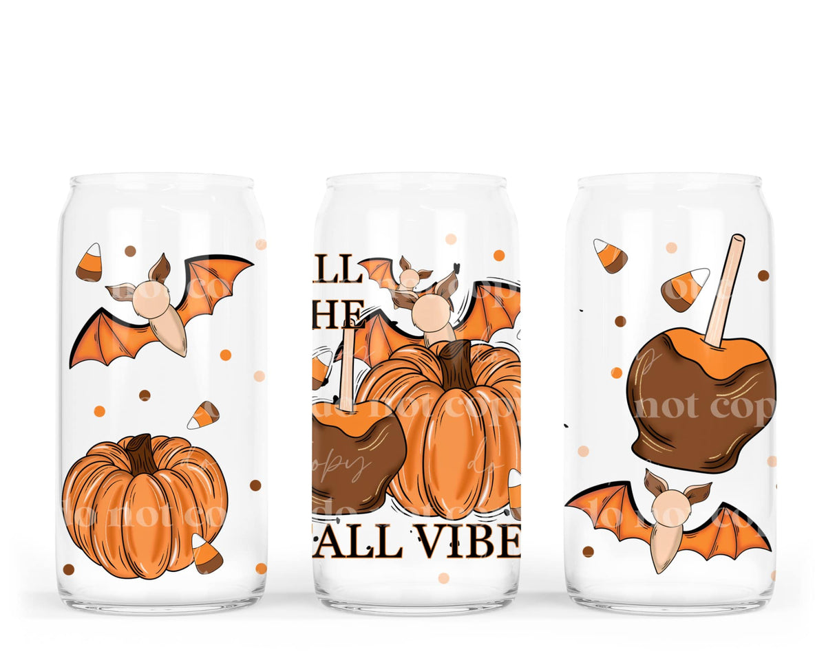 Fall Vibes Glass Can Wrap PNG