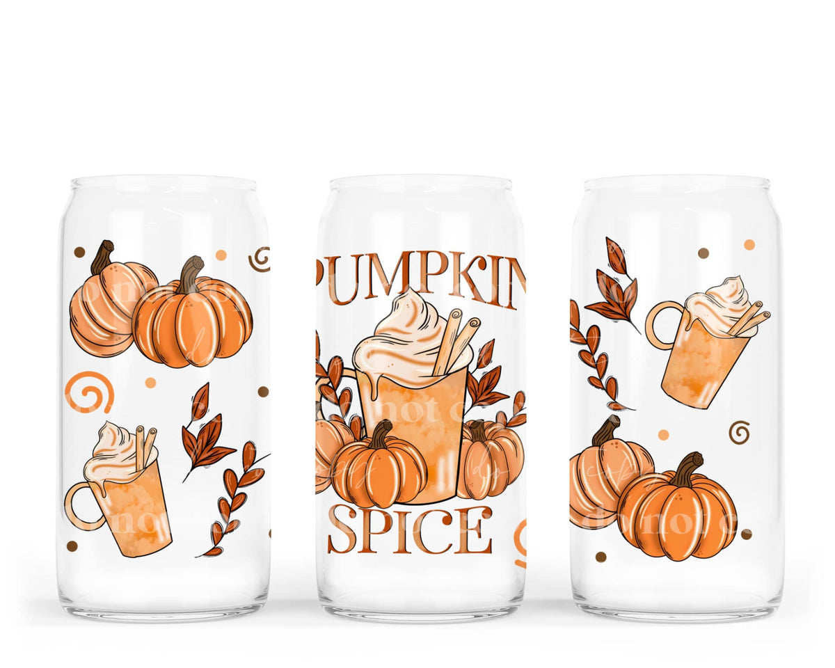 Pumpkin Spice Glass Can Wrap PNG