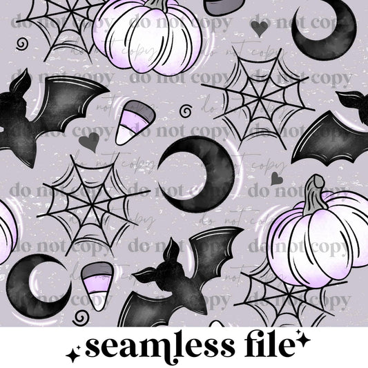 purple spooky doodles Seamless