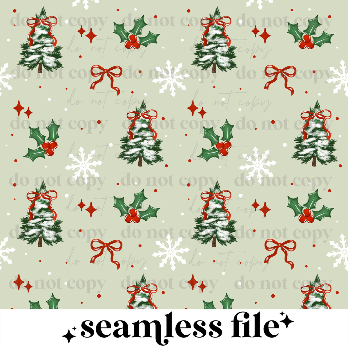 Holly Trees and Bows Seamless