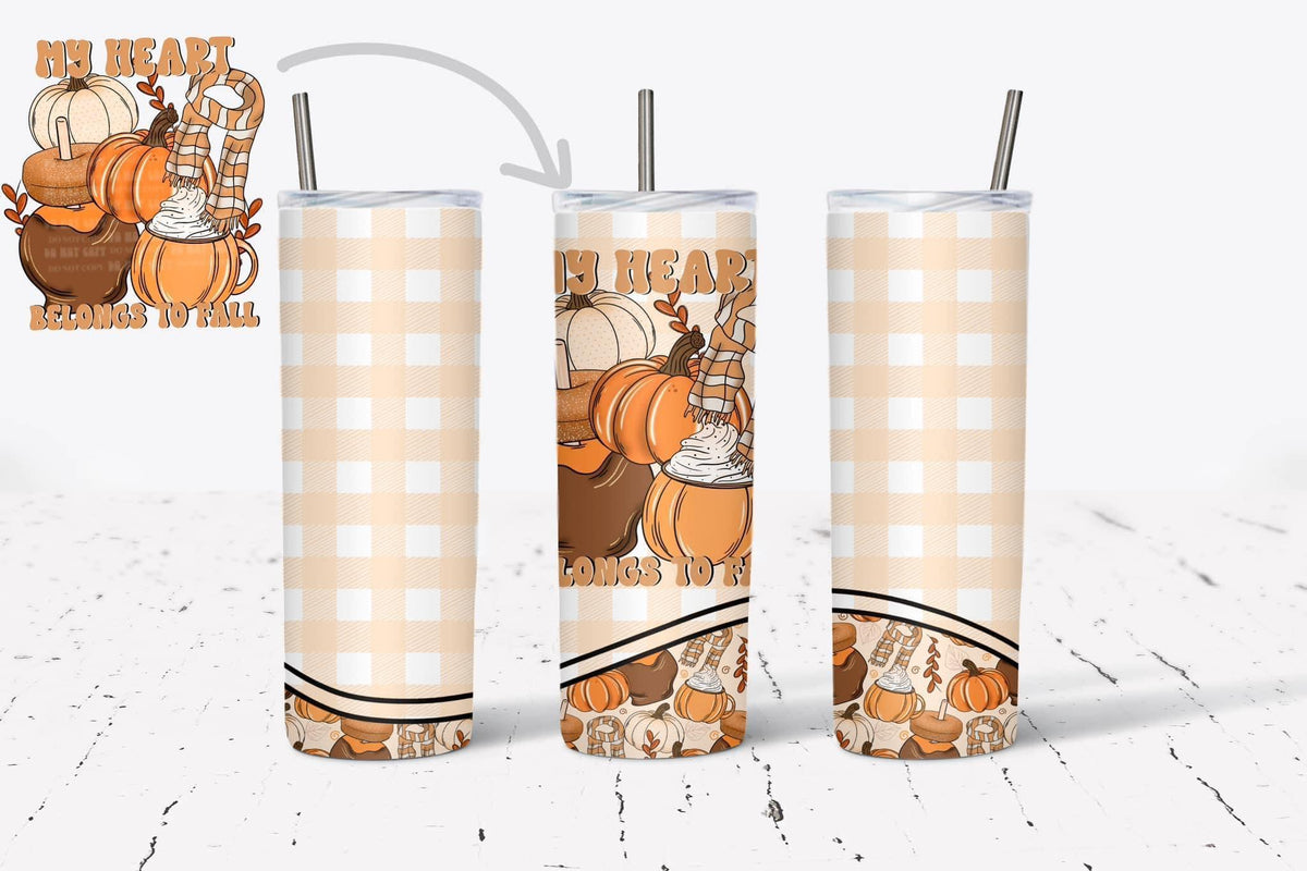 My Heart Belongs To Fall Tumbler Wrap PNG