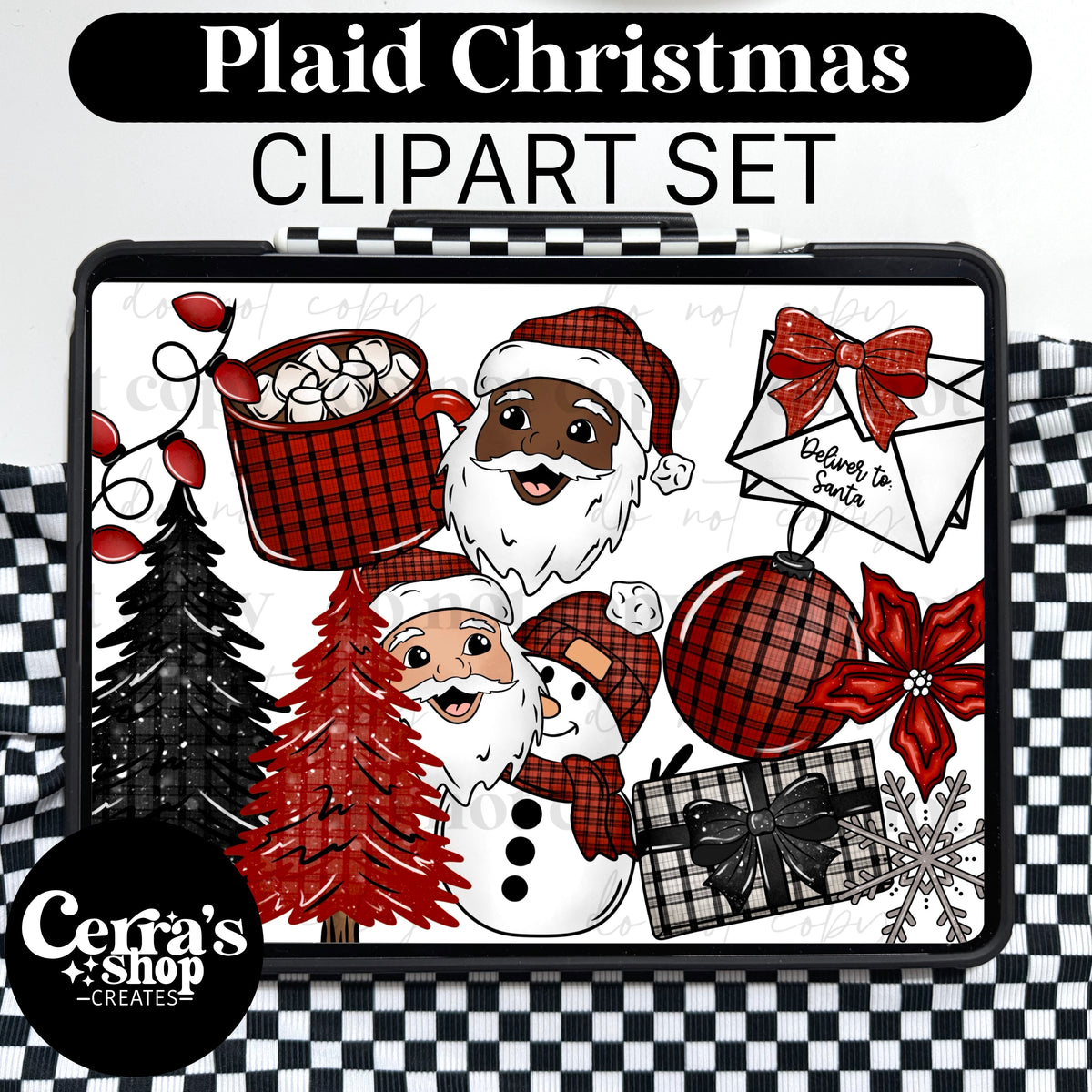 Plaid Christmas Clipart set