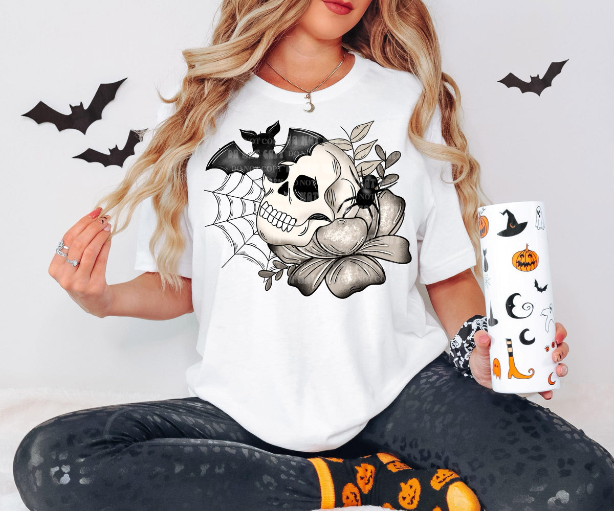 Spooky Skull Floral PNG