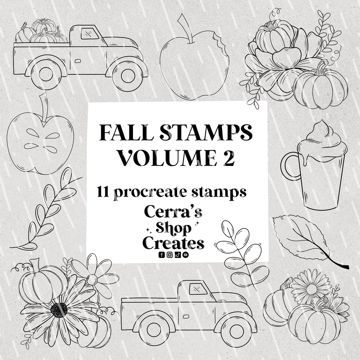 Hand drawn Fall Procreate Stamp Set