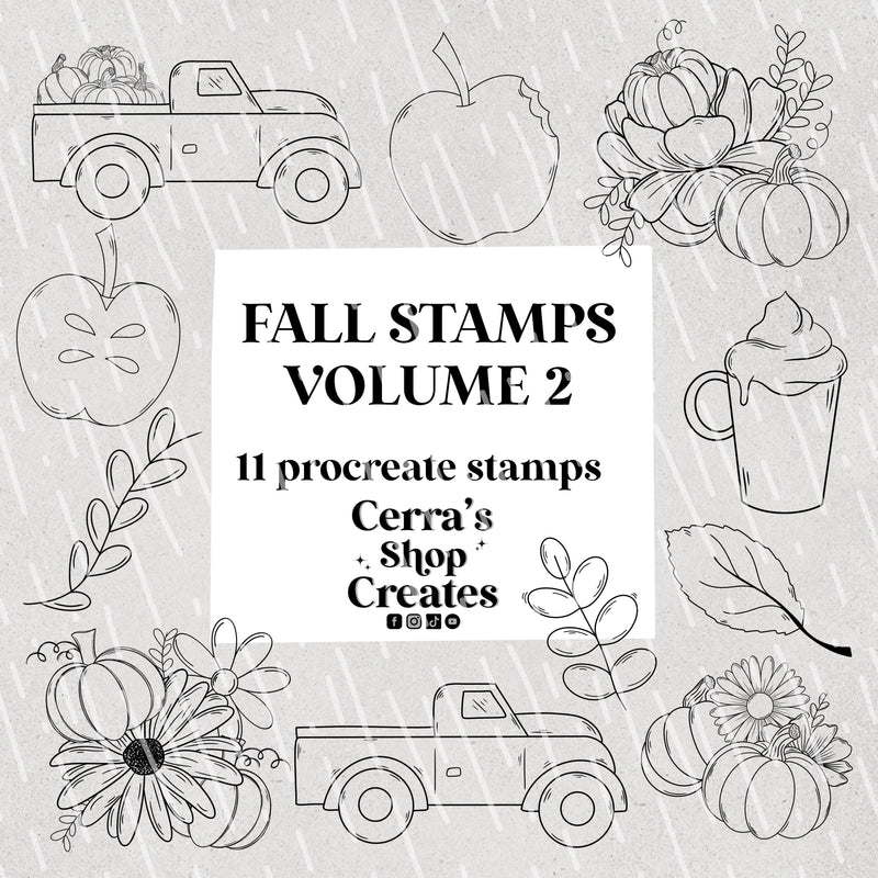 Hand drawn Fall Procreate Stamp Set – Cerra's Shop Digital Designs