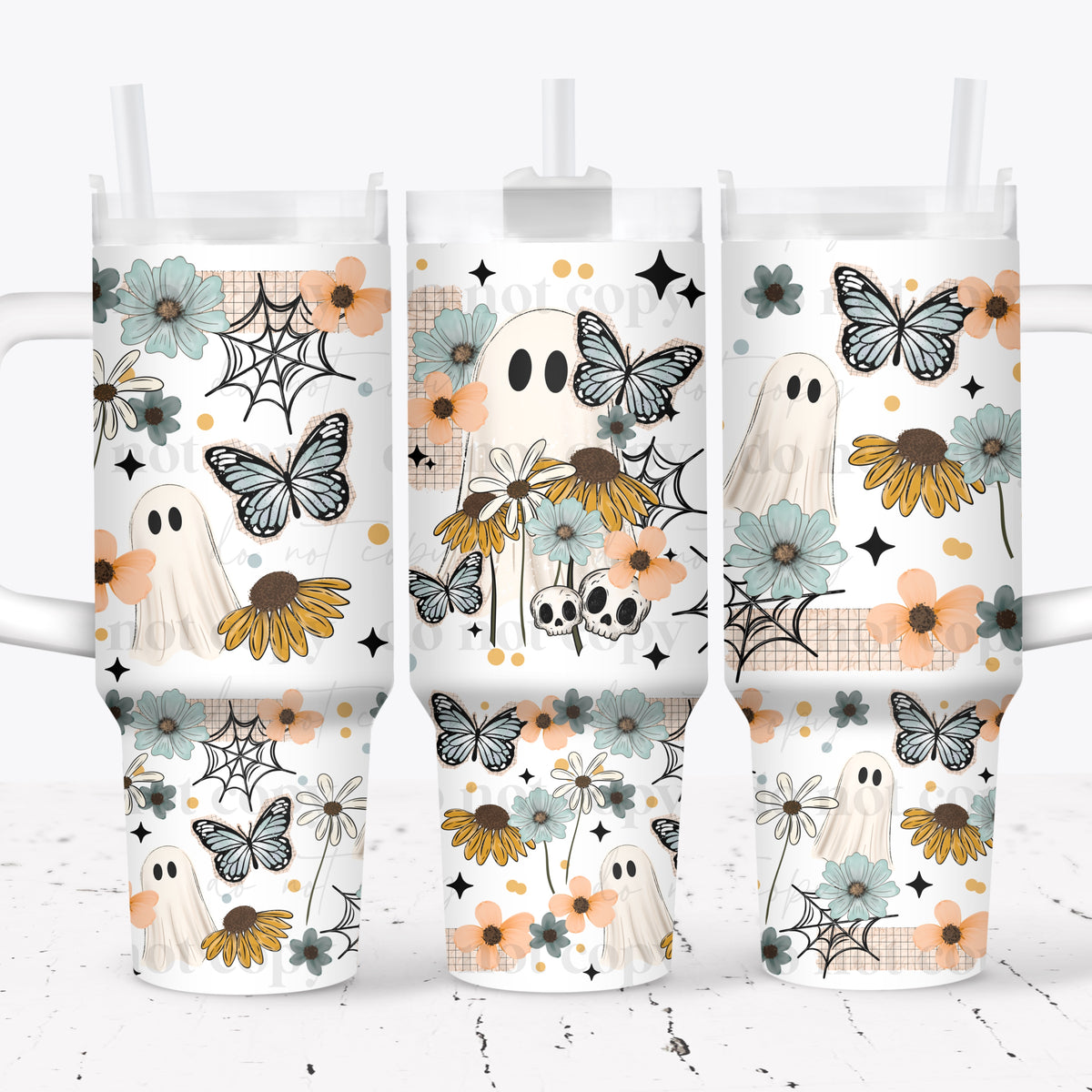 Floral Ghost 40oz Tumbler Wrap