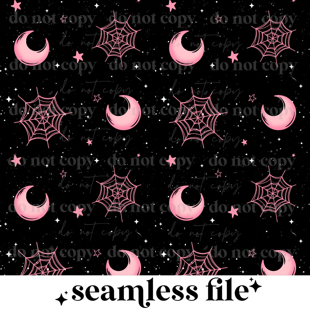 Pink webs and moon Seamless