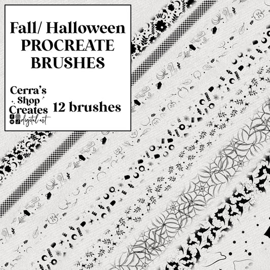 Fall & Halloween Procreate Patterned Brush Set