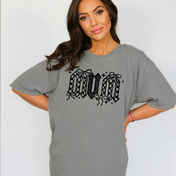 Mum Checker and Bows Single Color PNG