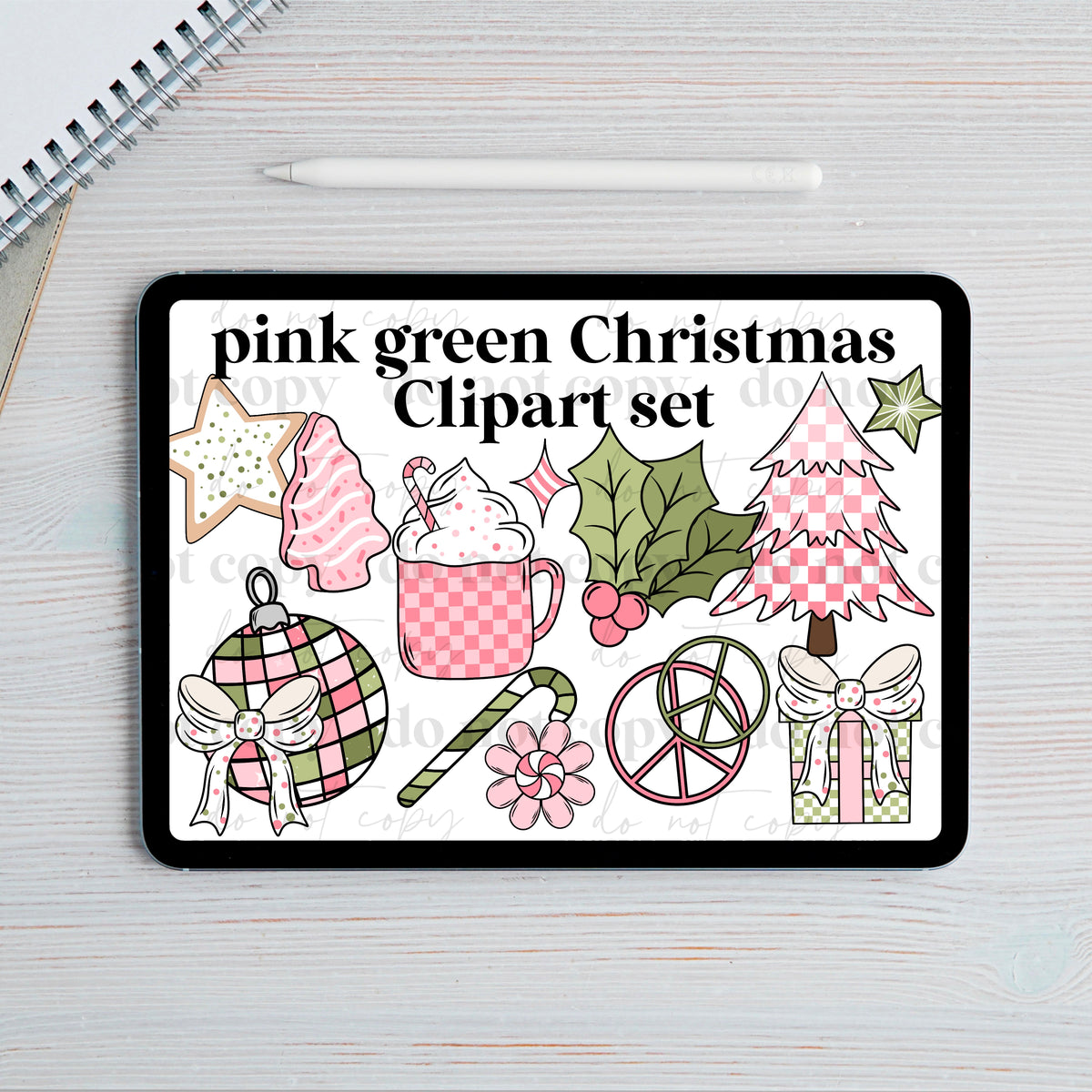 Pink and green christmas clipart