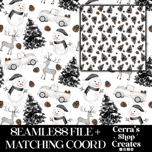 Whimsical Winter White Background seamless + matching coord