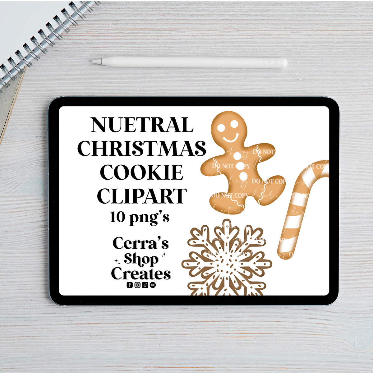 Neutral Christmas Cookie Clipart Set