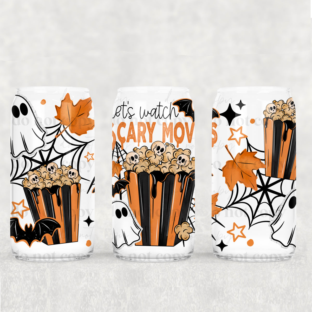Lets watch scary movies 16oz Glass Wrap