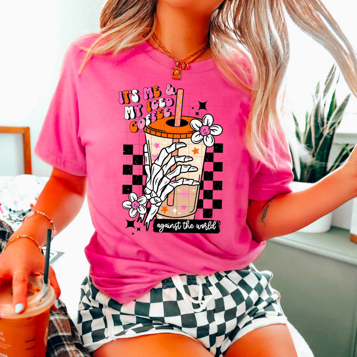 Me and My Iced Coffee (with Skellie hand) PNG