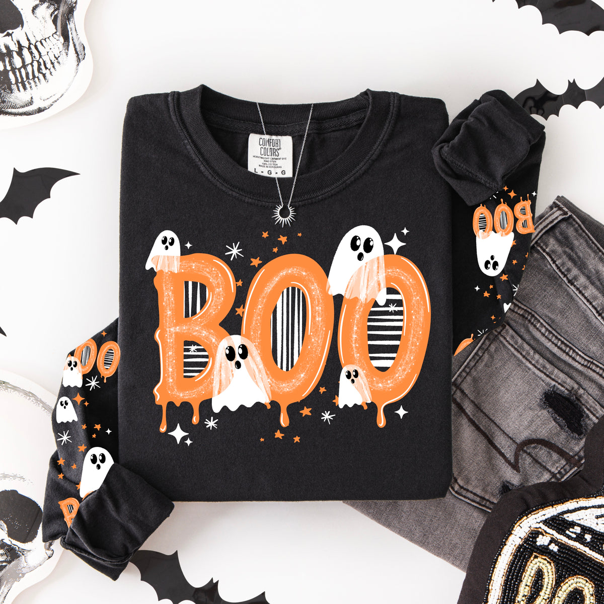 Boo Orange drip w/ Sleeves PNG