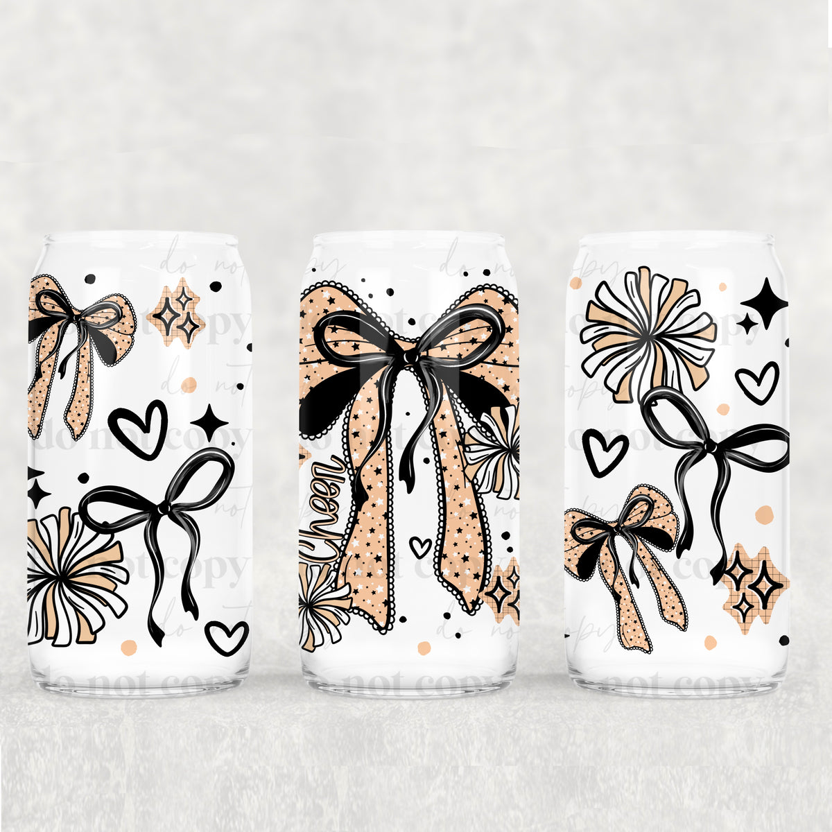 Cheer Bow 16oz Glass Wrap