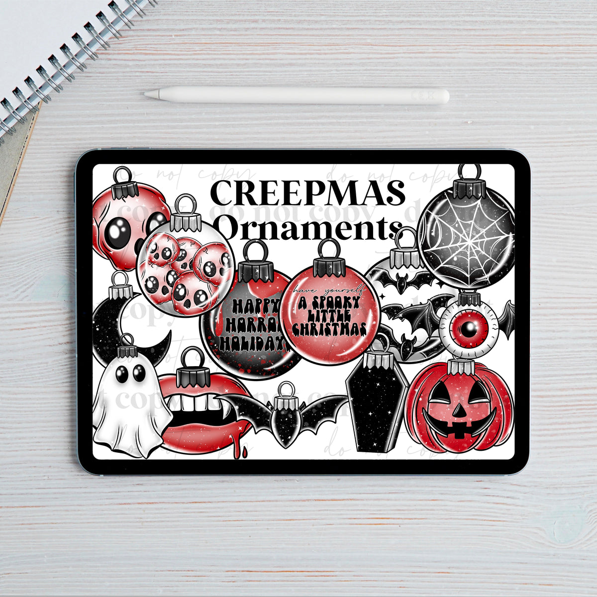 Creepmas ornaments Clipart set