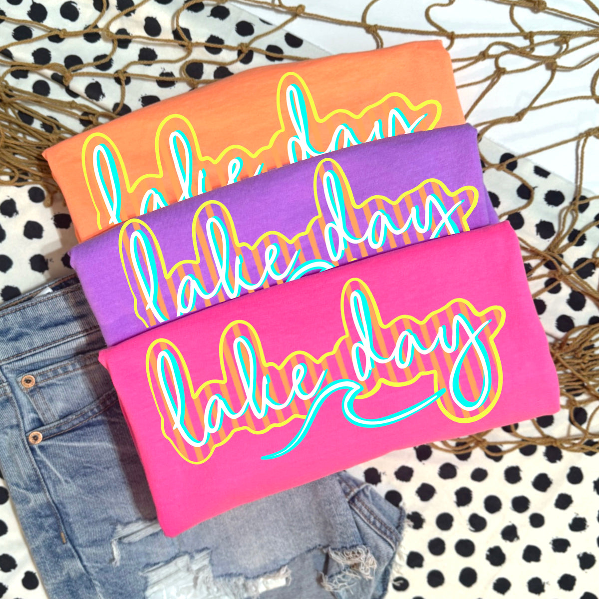 Lake Day Cursive Stripes PNG