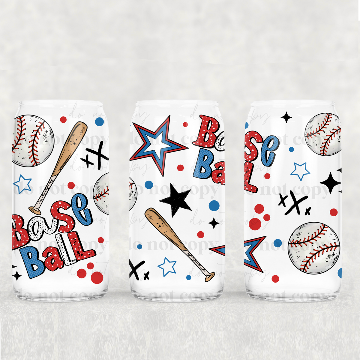 Baseball 16oz Glass Wrap