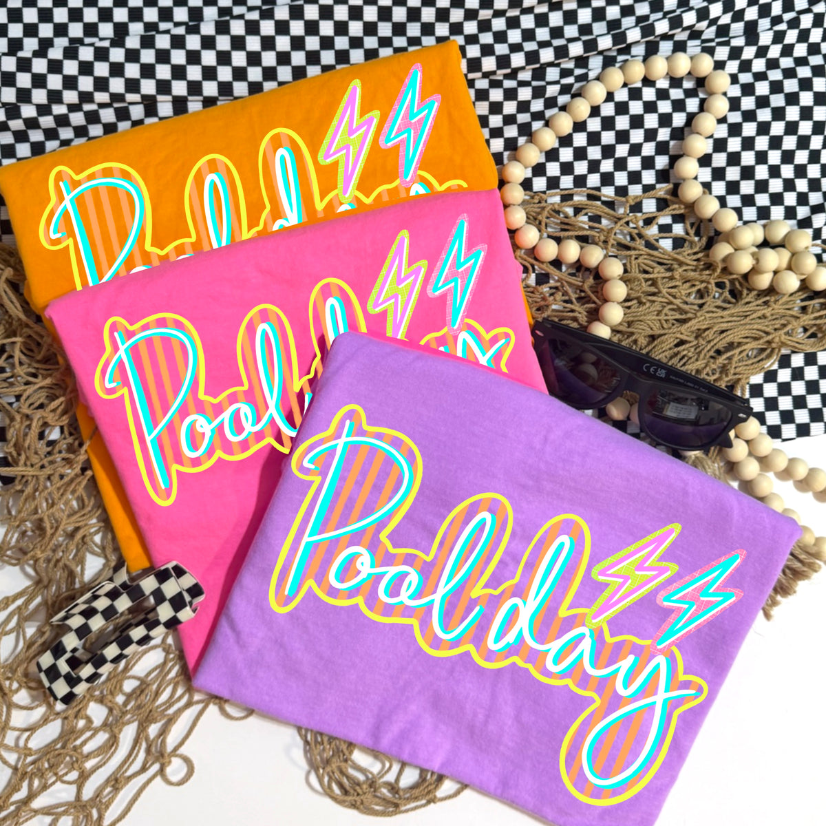 Pool Day Cursive Stripes PNG