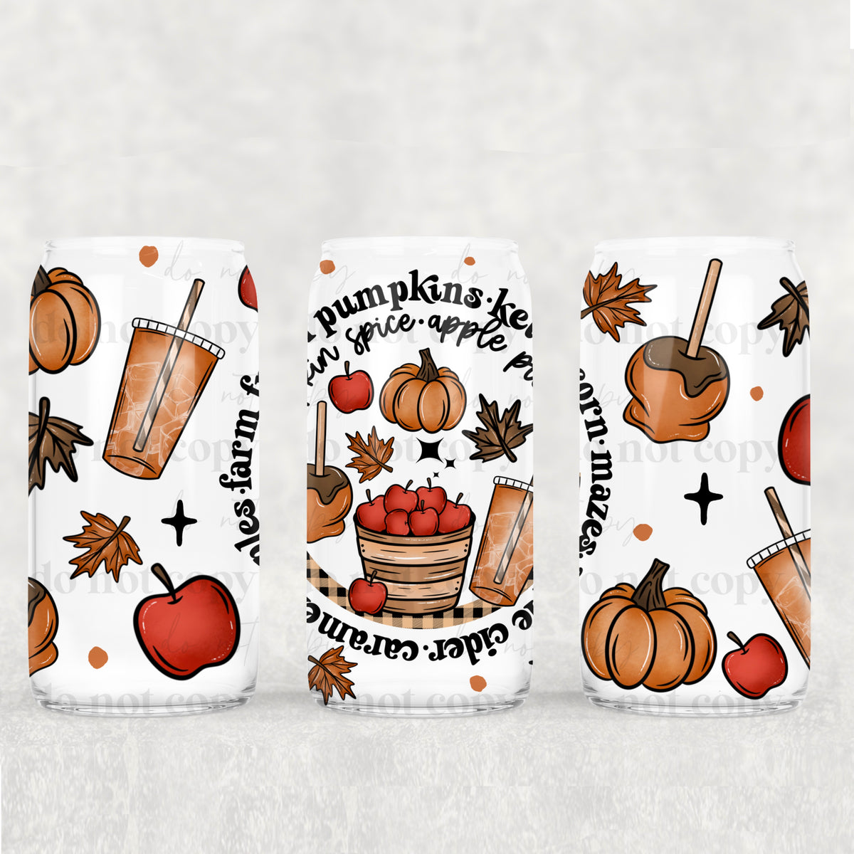 Fall Things Circle 16oz Glass Wrap