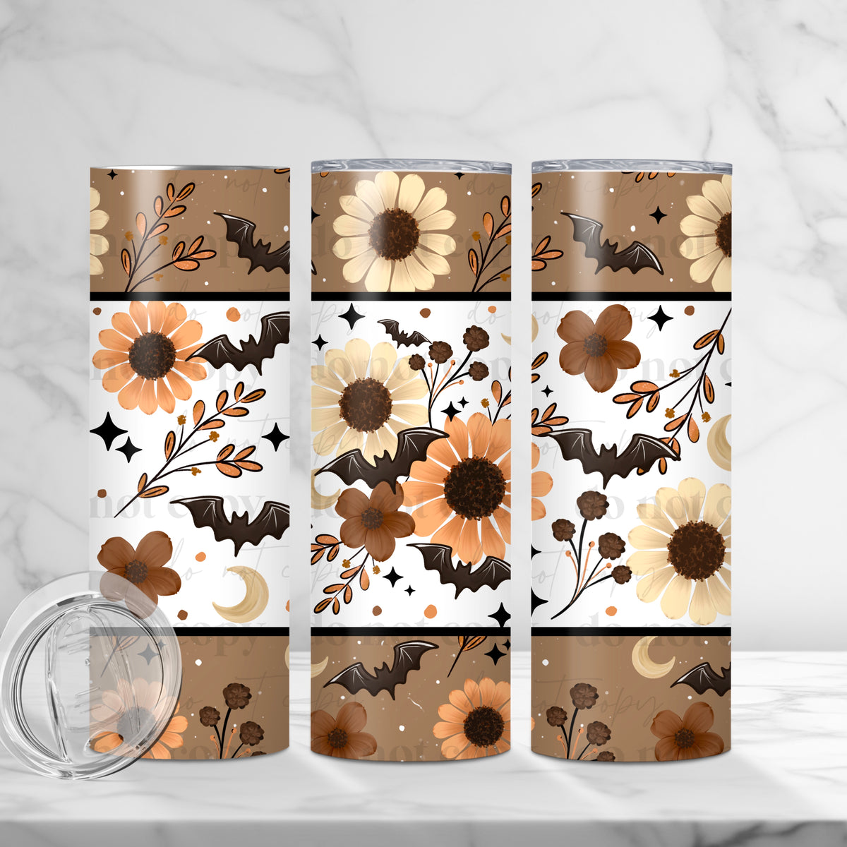 Bat Florals 20 Oz Tumbler Wrap