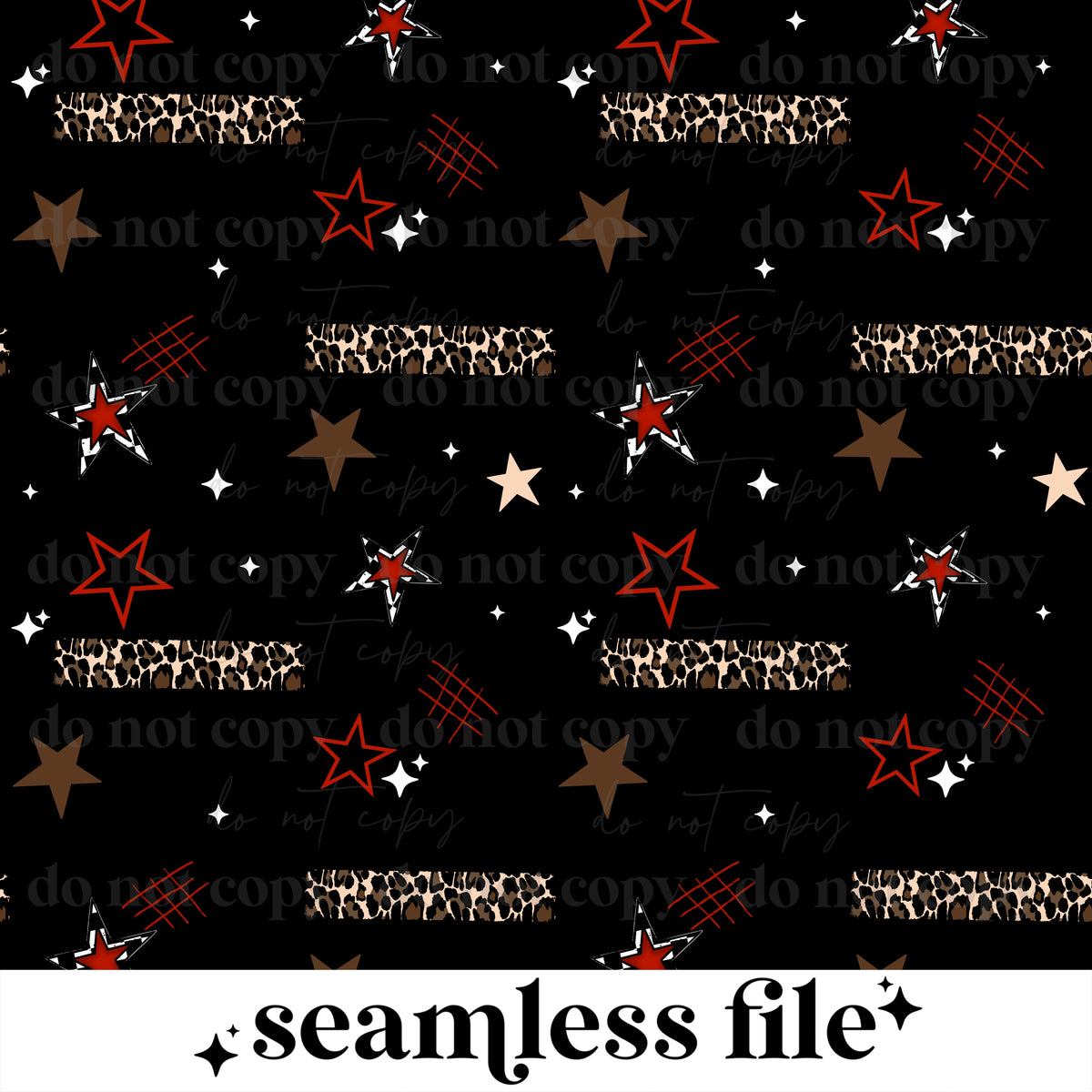 Red Checker Stars leopard Seamless