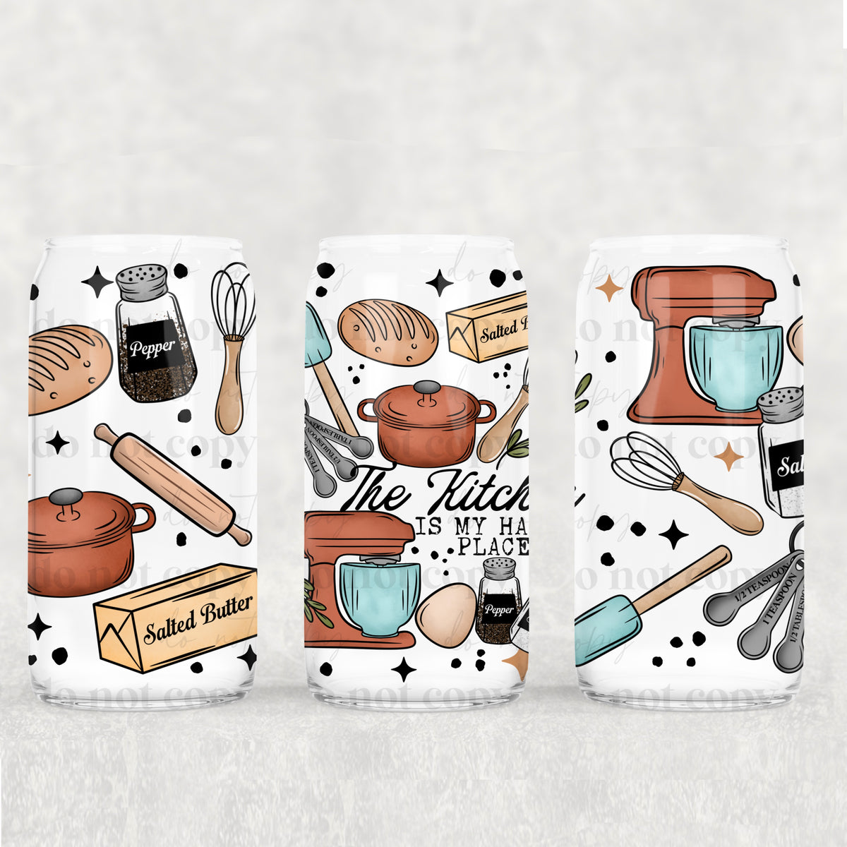 The Kitchen is my happy place 16oz Glass Wrap