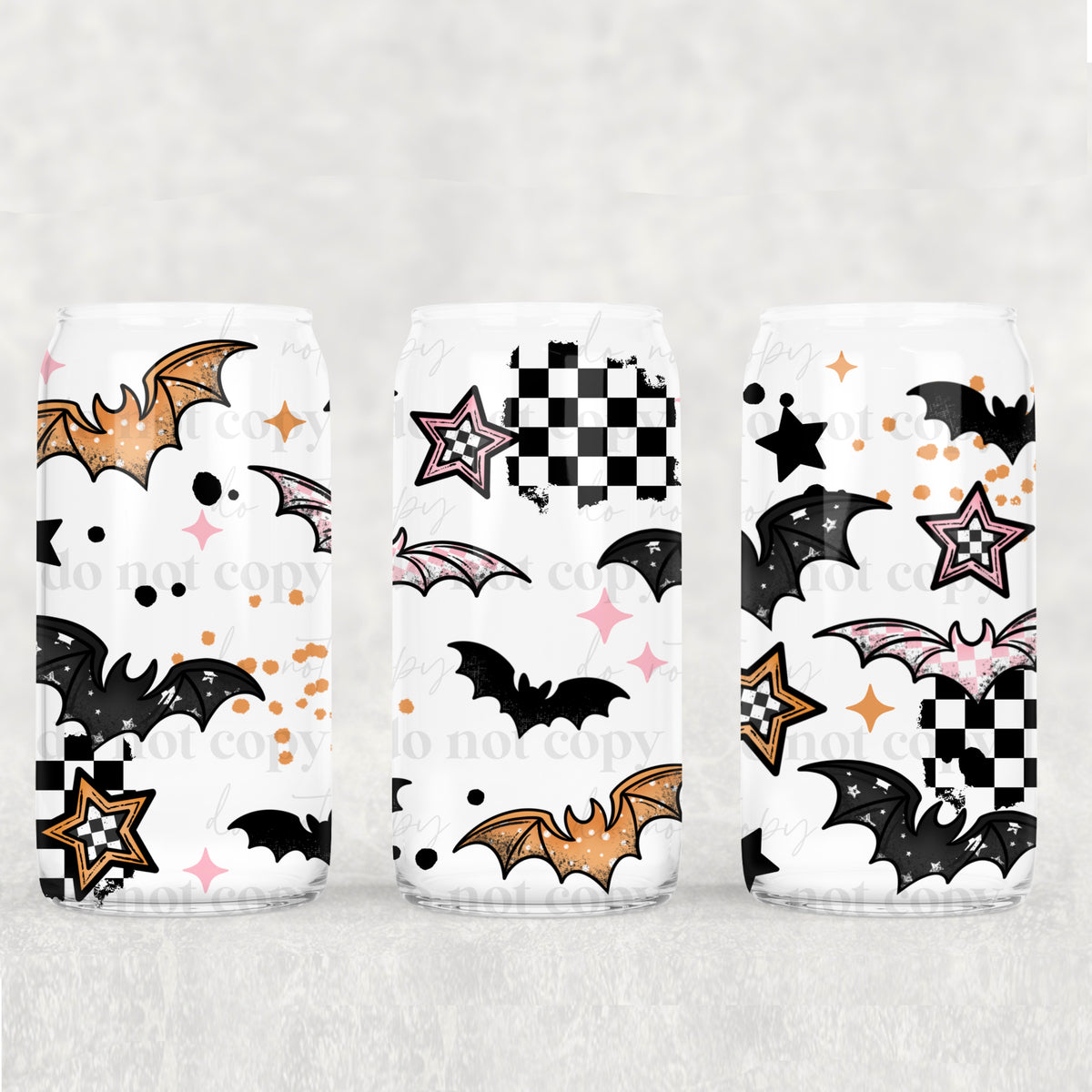 Grunge Patterned Bats 16oz Glass Wrap