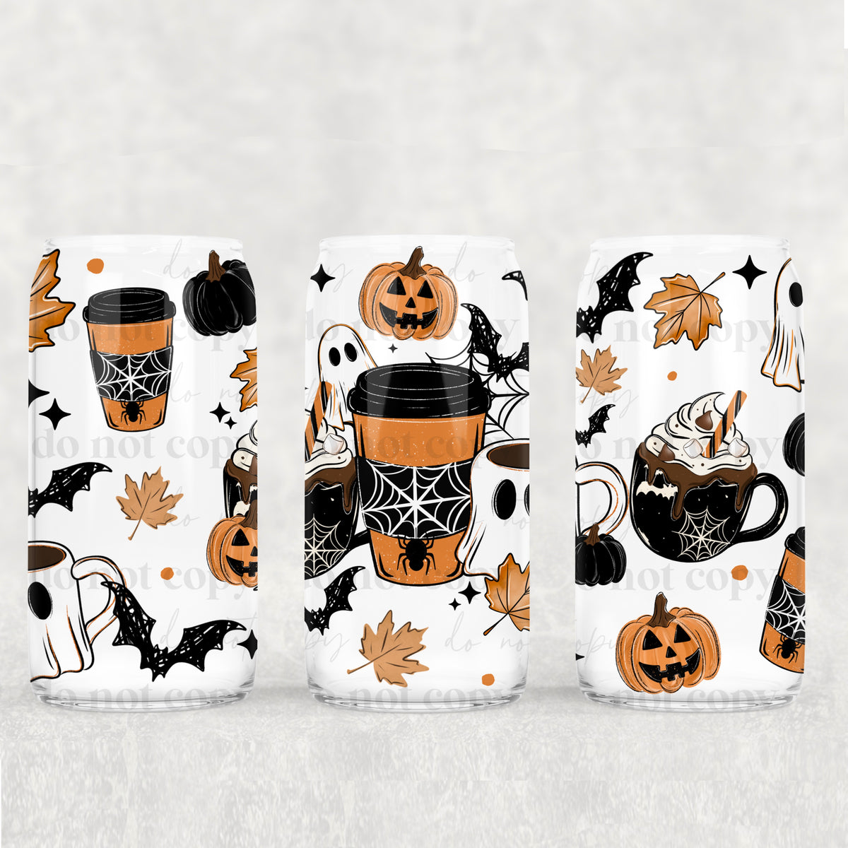 Halloween Coffee 16oz Glass Wrap