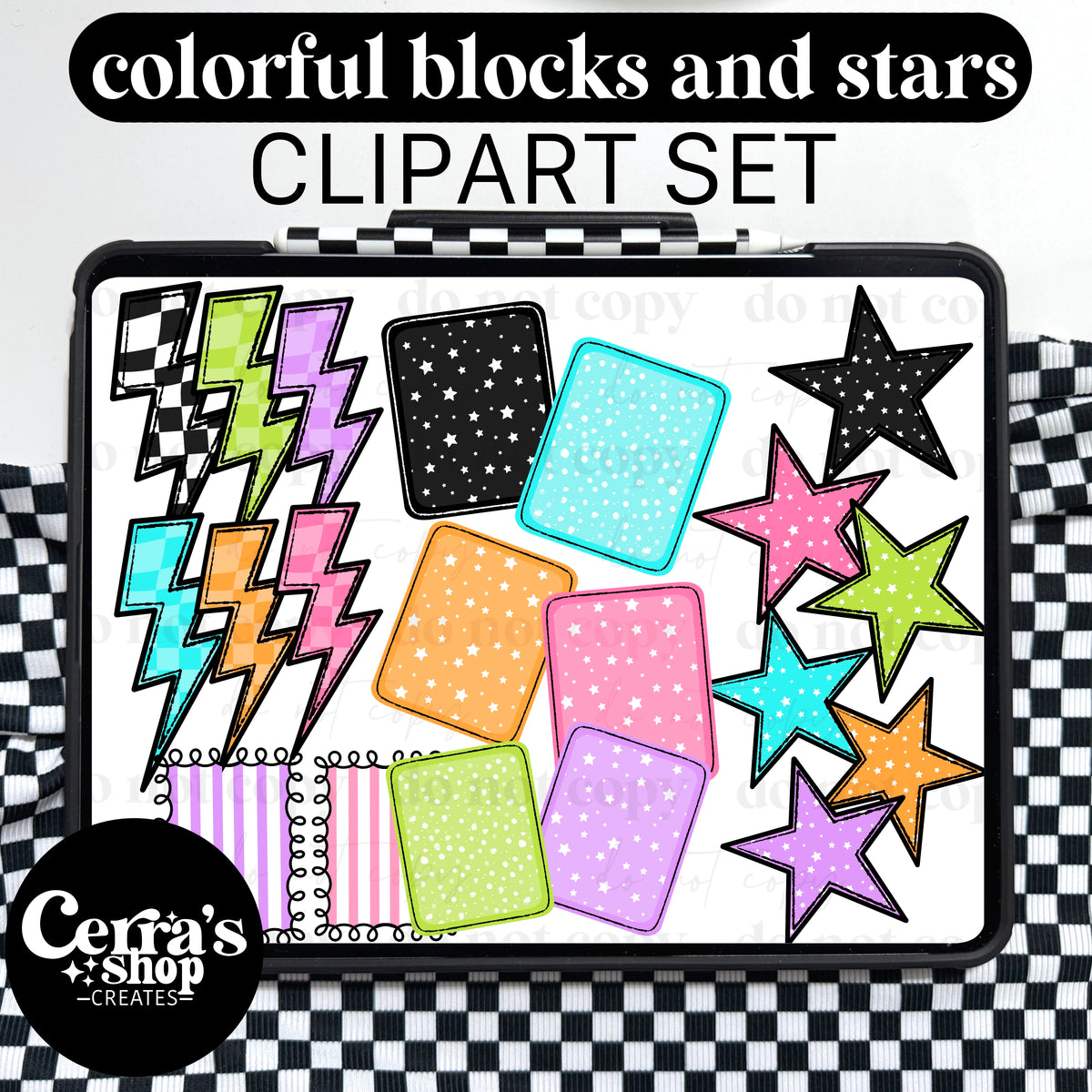 Colorful Blocks and stars Clipart set