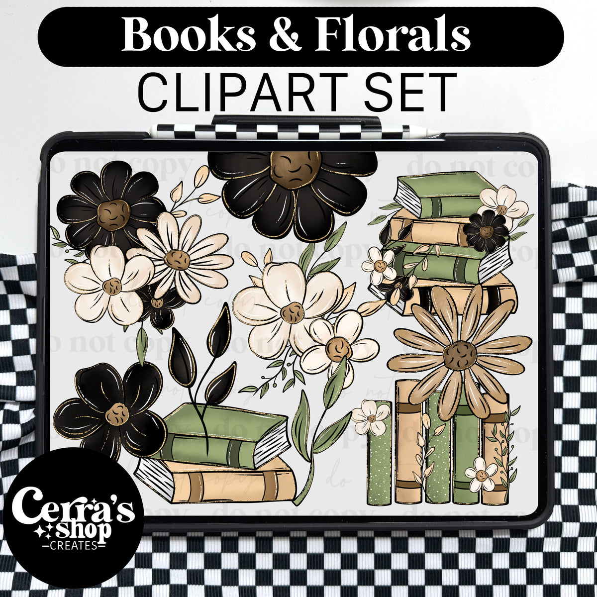 Floral Books Clipart set