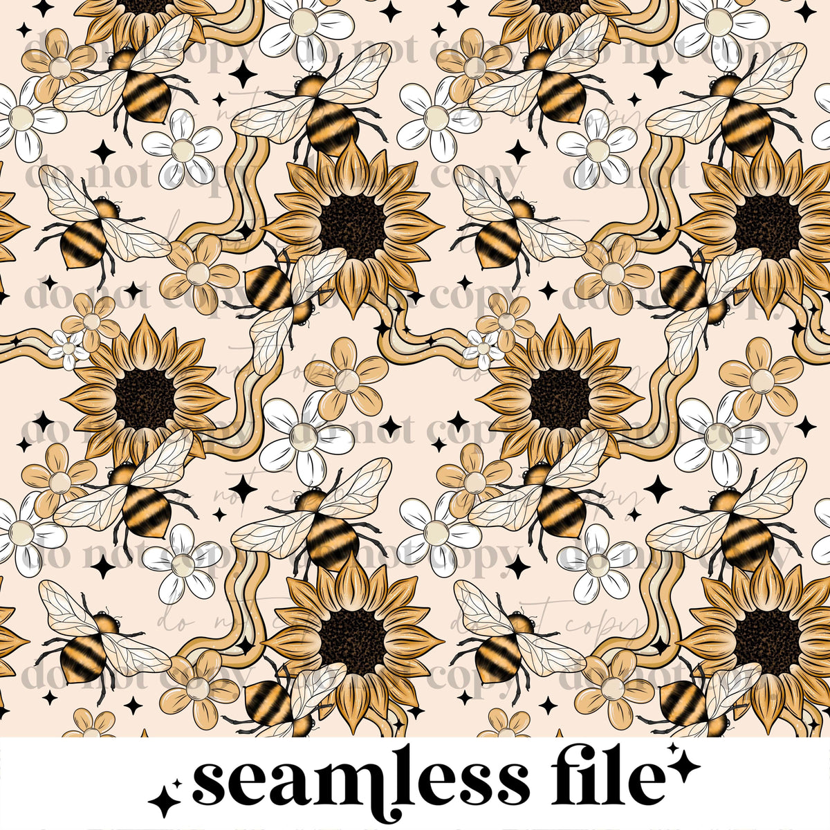 Sunflower Bees Seamless