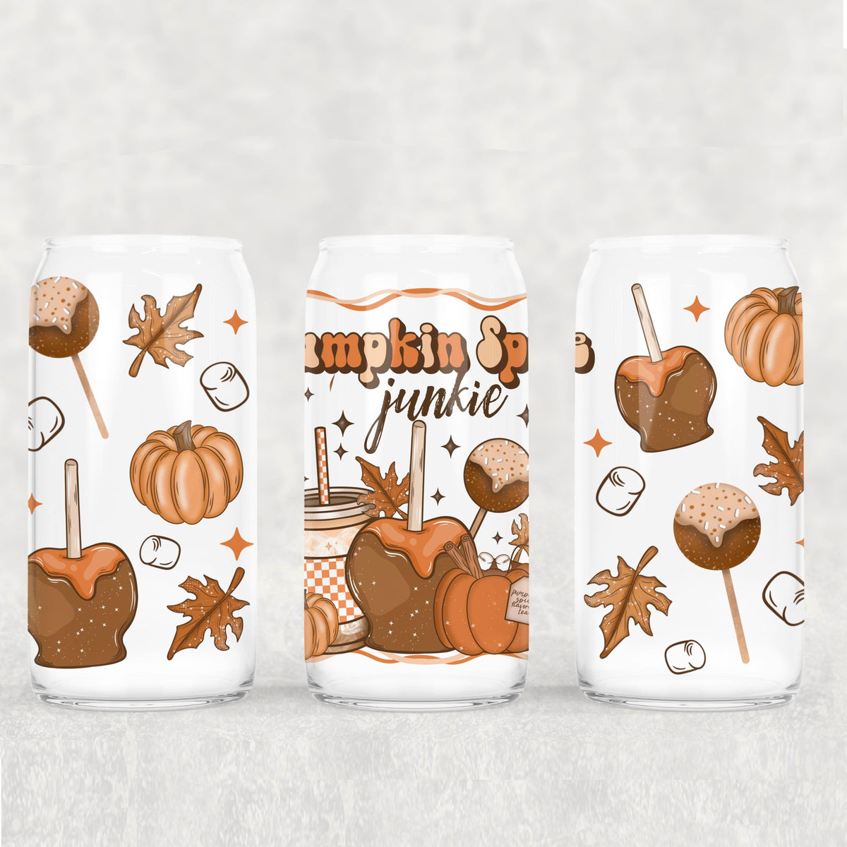 Pumpkin Spice Junkie 16oz Glass Wrap