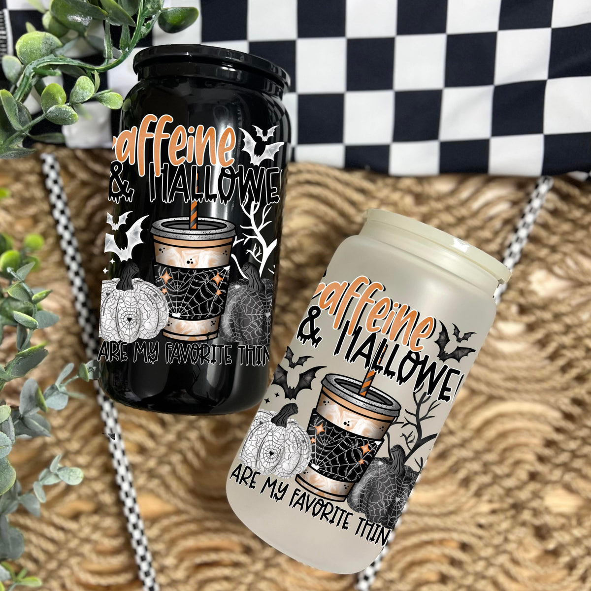 Caffeine & Halloween 16oz Glass Wrap