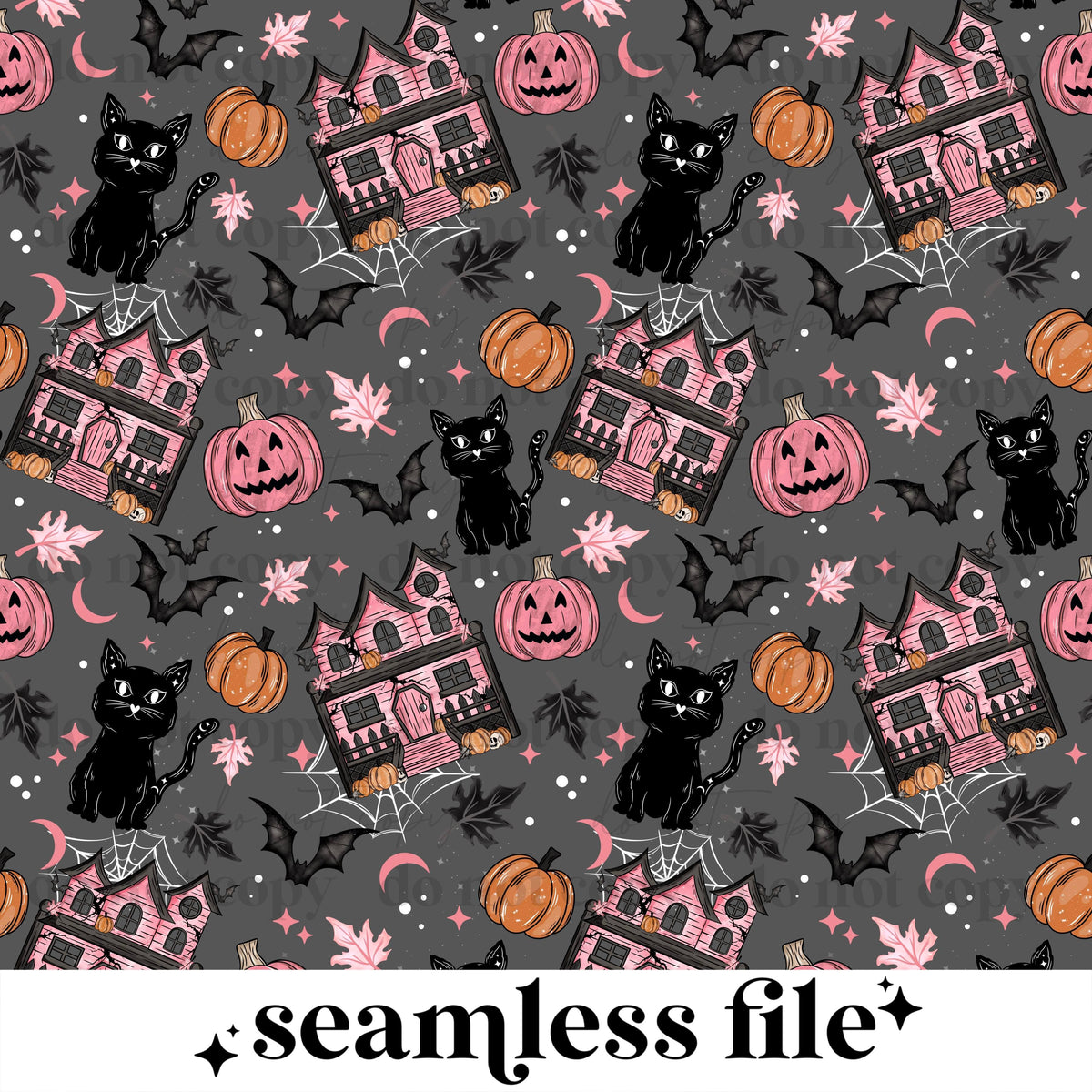 Pink Haunted Halloween Seamless