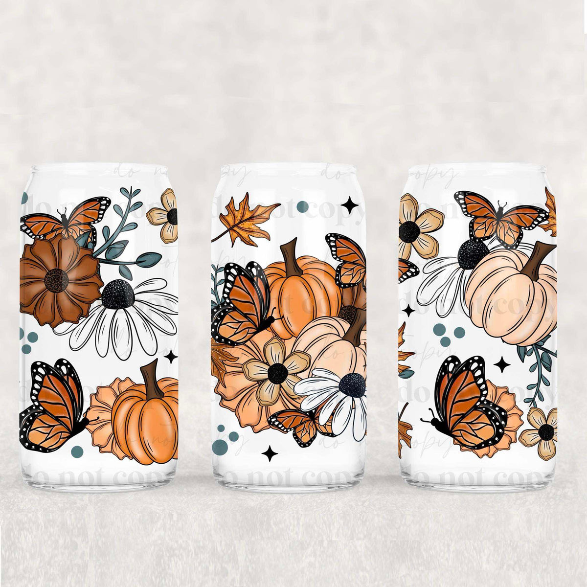 Fall Floral Bouquet 16oz Glass Wrap