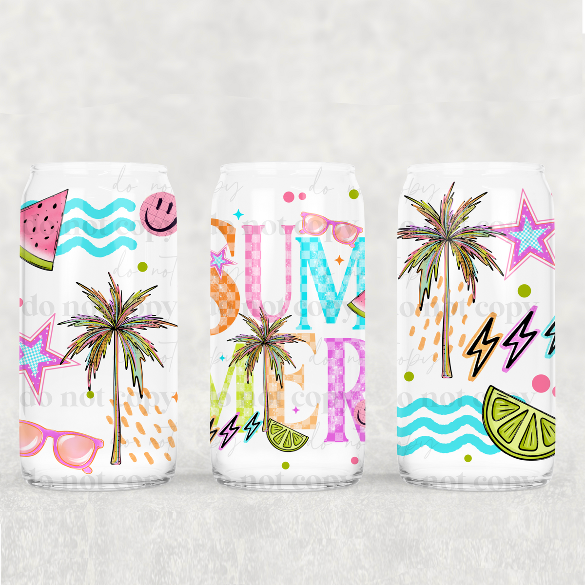 Summer colorful Checker 16 Oz Glass Wrap