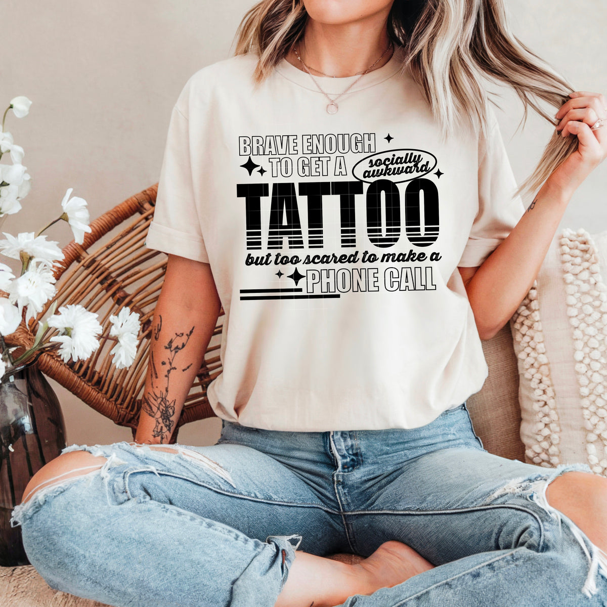 Brave Enough To Get A Tattoo Single Color PNG
