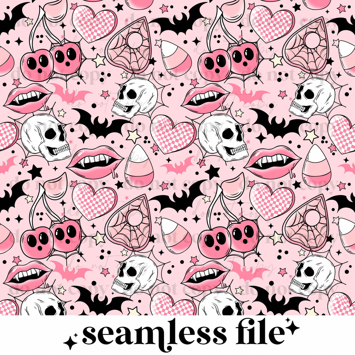 Pink Spooky Doodles Seamless