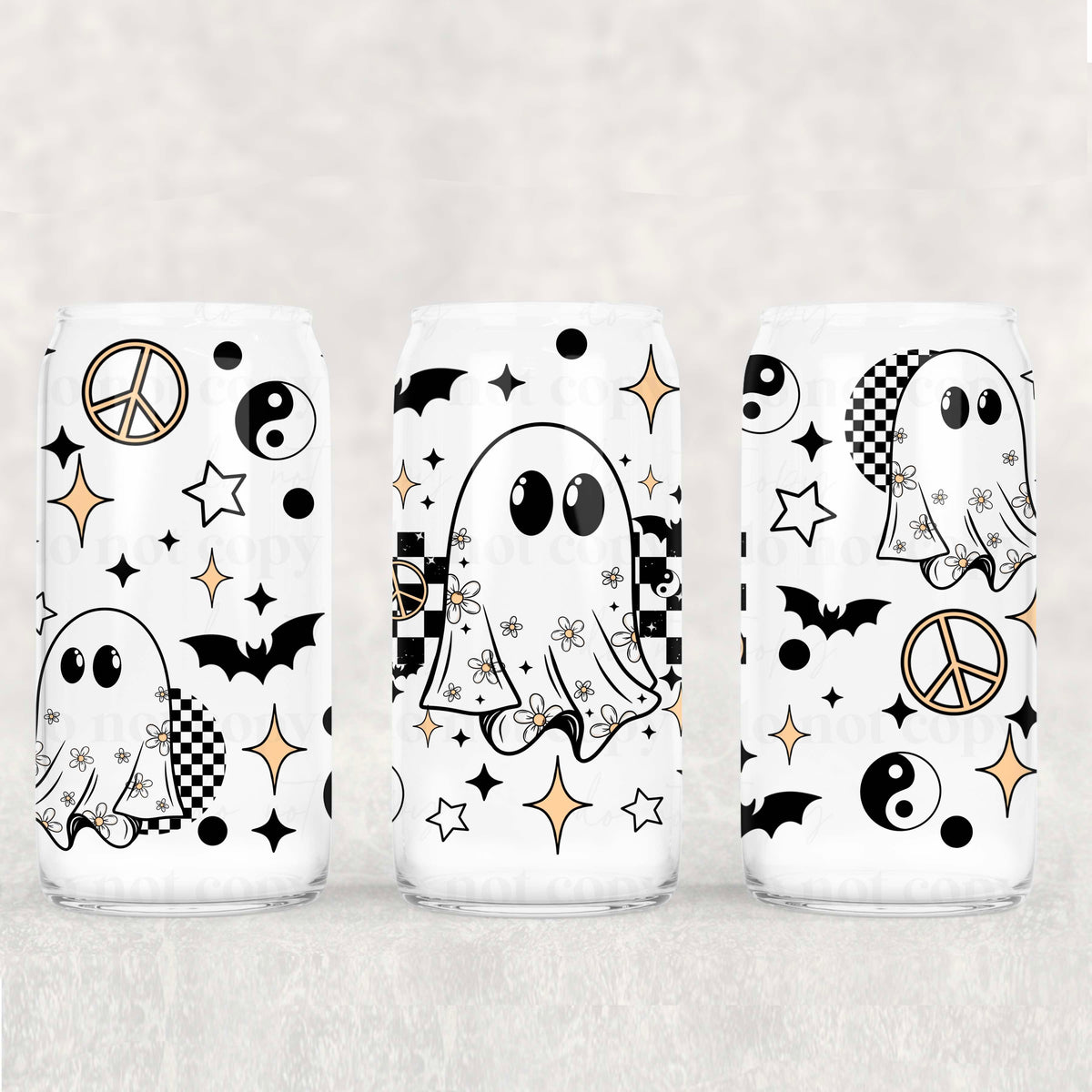 Daisy Checker Ghostie 16oz Glass Wrap