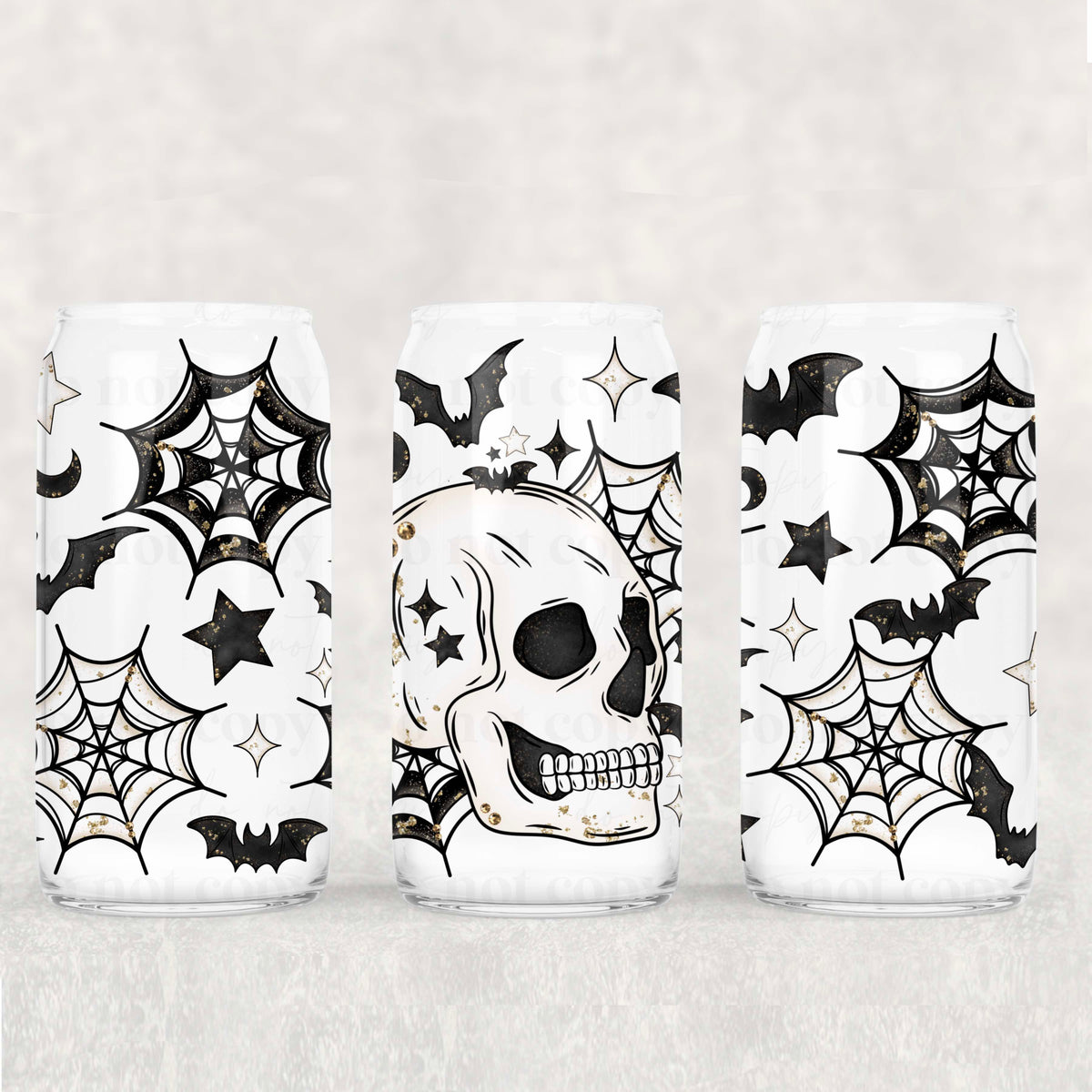 Web Skull 16oz Glass Wrap