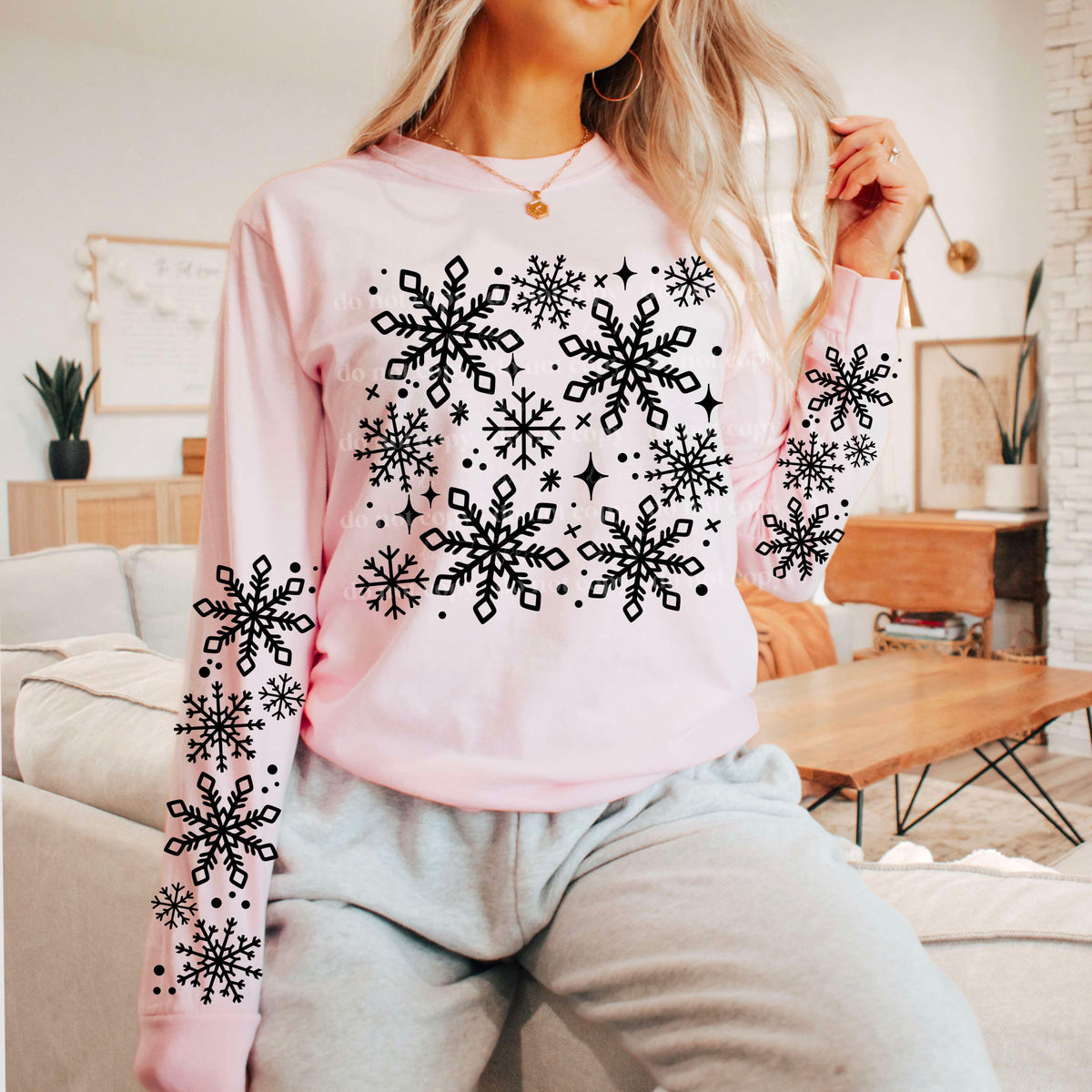 Snowflake Collage w/ Sleeves Single Color PNG