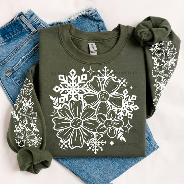 Winter Florals Single Color w/ Sleeves PNG